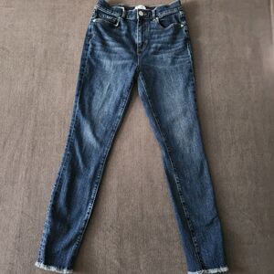 Loft Womens Jeans Size 4/27 Skinny Ankle Stretch High-Ri Raw Hem Denim Blue